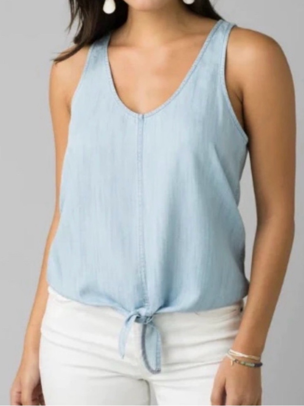 Prana McKenzie Tank in Vintage Blue Size Small Sleeveless Front Tie